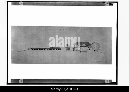 Design pour le Rasthaus Hochstraß sur le Reichsautobahn (coupe A-B) Banque D'Images