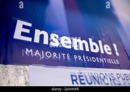 France, Bretagne, Dinan, 2022-05-30. Dans le cadre de la campagne pour les élections législatives des 12 et 19 juin 2022 dans la deuxième circonscription de la Côte Banque D'Images