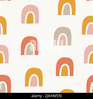 Motif tendance et sans coutures dessiné à la main avec des arcs-en-ciel à motif caniche. Motif géométrique abstrait rétro coloré. Carreaux répétitifs pour la marque, le tissu, le textile Illustration de Vecteur