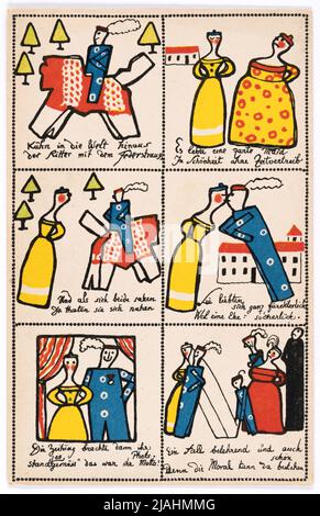 Carte postale de Wiener Werkstätte n° 383: Histoire du Kühren Ritter. Emil Orlik (1870-1932), artiste, Wiener Werkstätte, Maison d'édition Banque D'Images