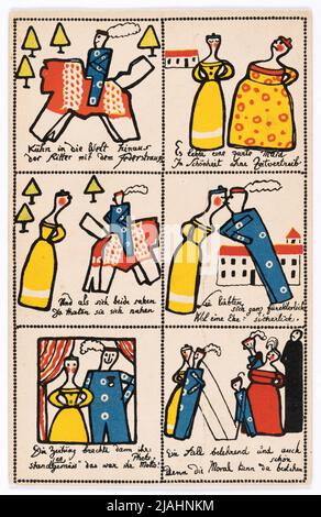 Carte postale de Wiener Werkstätte n° 383: Histoire du Kühren Ritter. Emil Orlik (1870-1932), artiste, Wiener Werkstätte, Maison d'édition Banque D'Images