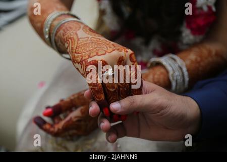 Cérémonie de l'anneau de mariage indien, mariage indien Pakistan Banque D'Images
