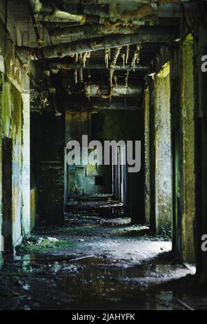 Hôtel abandonné dans la Sete Cidades sur l'île de Sao Miguel, Açores, Portugal. Banque D'Images