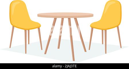 Table et chaises, mobilier pour cuisine design intérieur, café, restaurant. Illustration vectorielle Illustration de Vecteur