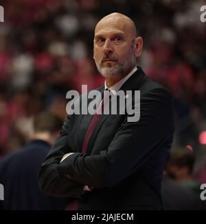 Bonn, Allemagne. 05th mars 2022. Telekom Dome, Basketball Bundesliga, playoff, semifinal, BBL, Telekom paniers Bonn vs Bayern Munich, Emilio Kovacic (Bayern) regarde. Crédit : Juergen Schwarz/Alay Live News Banque D'Images