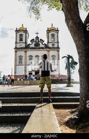 Salvador, Bahia, Brésil - 25 juillet 2020 : vue sur la basilique de Senhor do Bonfim, connue sous le nom d'Igreja do Bonfim, dans la ville de Salvador. Banque D'Images