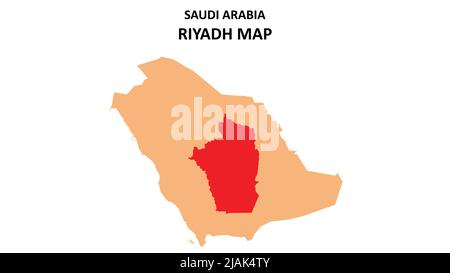 La carte de Riyad est mise en évidence sur la carte de l'Arabie saoudite. Carte de Riyad sur l'Arabie Saoudite. Illustration de Vecteur