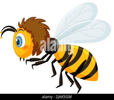 Vue latérale d'une abeille dans une illustration de style dessin animé Illustration de Vecteur