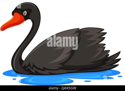 Cygne noir dans une illustration de style dessin animé Illustration de Vecteur