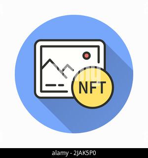 Icône NFT. Illustration simple avec une ombre longue pour le graphisme et la conception de sites Web. Illustration de Vecteur
