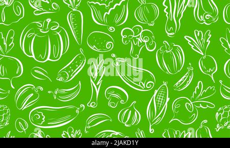 Motif sans couture sur le thème des légumes et des aliments sains. Concept biologique agricole. Illustration vectorielle d'arrière-plan Illustration de Vecteur