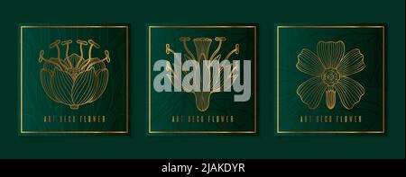 Carte de luxe à affiche de fleur de style Art nouveau. 1920-1930 ans de design vintage. Motif symbole. Illustration de Vecteur