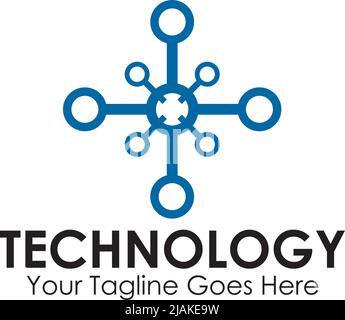 Logo de technologie avec illustration de modèle vectoriel d'élément de circuit Illustration de Vecteur