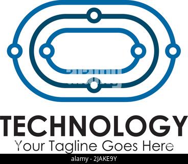 Logo de technologie avec illustration de modèle vectoriel d'élément de circuit Illustration de Vecteur
