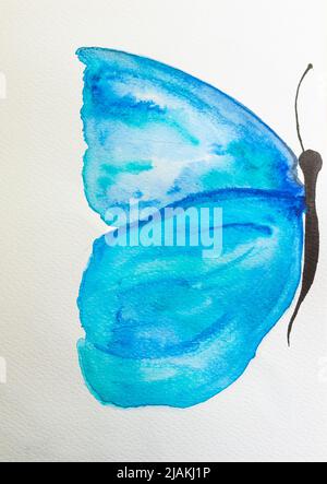Papillon aquarelle , isolé sur blanc Banque D'Images