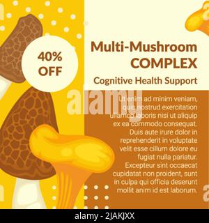 Soutien cognitif de santé multi-complexe, champignons Illustration de Vecteur