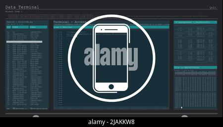 Illustration de l'icône du smartphone et du traitement des données Banque D'Images