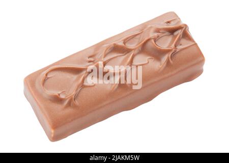 Barre de chocolat marron sur fond blanc isolé sucreries nourriture. Le fichier contient un chemin d'écrêtage. Banque D'Images