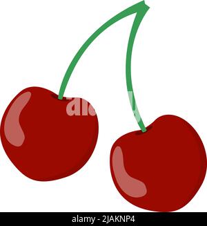 cerises rouges isolées sur fond blanc, illustration vectorielle plate Illustration de Vecteur