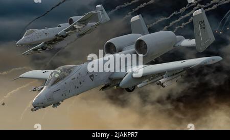 Fairchild A-10 Thunderbolt II, nommé Warthog, premier avion de soutien rapproché américain Banque D'Images