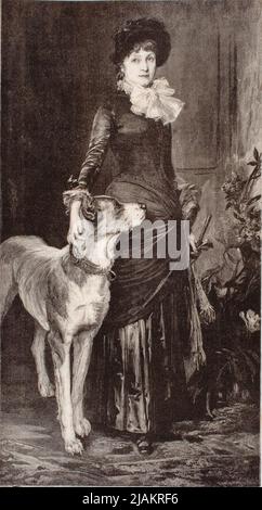 Portrait d'une femme avec un chien selon l'image de Friedrich A. Kaulbach. Un clip du magazine polonais Kaulbach, Friedrich August von (1850 1920), Knesing, Theodor (1840 1927) Banque D'Images