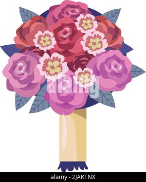Bouquet de mariage, fleurs de mariée roses en fleur Illustration de Vecteur