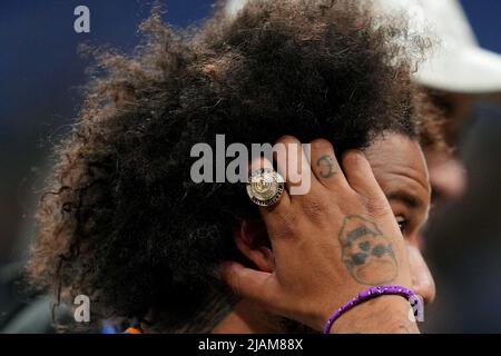 Paris, France. 28th mai 2022. Marcelo Vieira du Real Madrid avec un anneau lors du match de finale de la Ligue des champions de l'UEFA entre le FC Liverpool et le Real Madrid joué au Stade de France sur 28 mai 2022 à Paris, France. (Photo de Magma) Credit: PRESSINPHOTO SPORTS AGENCY/Alay Live News Banque D'Images