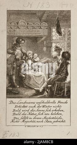 Illustration pour des mois ou des saisons à la famille Lauenburg Calendrier pour 1778 Une famille rassemblée près de la cheminée (Konigl. Grossbrit. Churf: Braunsch. Luneb. Calender généalogique, le 1778 ans Lauenburg bey Joh. Georg Berenberg), Daniel Nikolaus (1726 1801) Banque D'Images