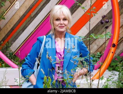 Dame Joanna Lumley, actrice modèle et activiste, au RHS Chelsea Flower Show. Elle est un Trésor national. Banque D'Images