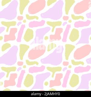 Motif abstrait pastel sans couture de différentes formes. Illustration moderne et tendance. Motif doux pour les enfants. Différentes formes dessinées à la main et des caniche. Illustration de Vecteur