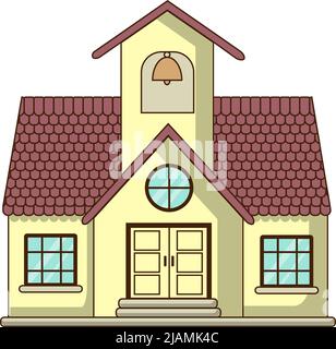 Motif église coloré mignon. Bâtiment extérieur de l'église. Illustration vectorielle graphique plate colorée isolée sur fond blanc Illustration de Vecteur