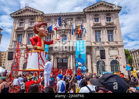 Carnaval, Marseille Hôtel de ville, Vieux Port, Canebiére, 28 Mai 2022 France Provence Banque D'Images