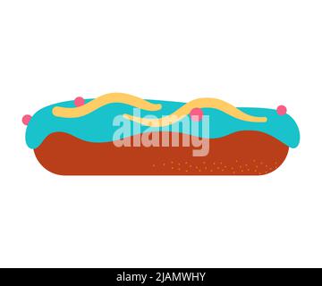 Eclair avec crème anglaise - conception plate objet isolé unique Illustration de Vecteur