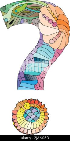 Alphabet stylisé Zentangle - point d'interrogation. Illustration vectorielle. Modèle ethnique Illustration de Vecteur