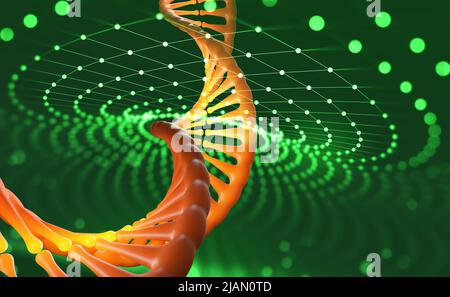 Hélice d'ADN. Technologies innovantes dans la recherche sur le génome humain. L'intelligence artificielle dans la médecine du futur. 3D illustration d'un ADN Banque D'Images