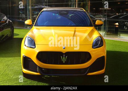 Modène, Italie, mai 2022 - Détails de la voiture Maserati Grecale Trofeo, voiture de sport italienne Banque D'Images