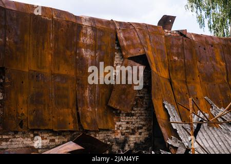 Conséquences de la paix russe dans la ville de Trostyanets. Région de Sumy. Bâtiments civils. Invasion militaire russe de l'Ukraine Banque D'Images