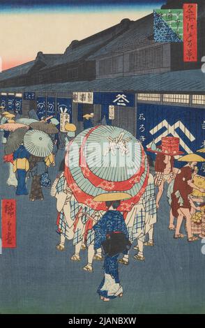 Pont de Shohei sur la rivière Kanda dans la pluie /Shoheibashi, Seido, Kandagawa, Conseil 46 de la série: Cent vues célèbres d'Edo /Meisho Edo Hyakkei HIROSHIGE, Ichiryusai (1797 1858) Banque D'Images