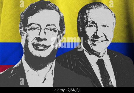 Gustavo Petro, Rodolfo Hernández et le drapeau colombien Banque D'Images
