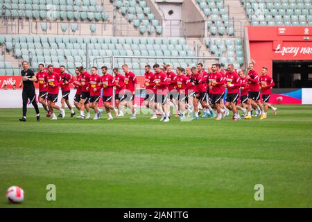 Wroclaw, Wroclaw, Pologne. 31st mai 2022. Sur 31 mai, au stade de Wroclaw, l'entraînement de l'équipe nationale polonaise de football a eu lieu avant le match avec le pays de Galles. Les pôles font face au pays de Galles sur 1 juin 2022. (Credit image: © Krzysztof Zatycki/ZUMA Press Wire) Banque D'Images