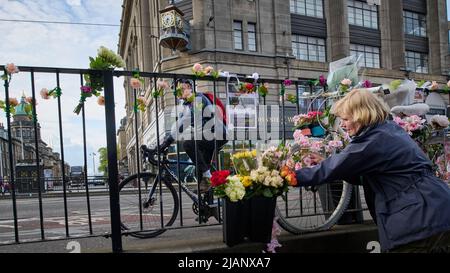 Édimbourg, Écosse, Royaume-Uni, 31 mai 2022. Les cyclistes et d'autres se rassemblent dans le West End pour se souvenir de Zhi min Soh, décédé tragiquement il y a 5 ans, et pour rappeler au conseil local la nécessité d'une infrastructure sûre. Credit sst/alamy Live news Banque D'Images