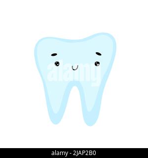 Icône de dent dessinée à la main de style plat. Icône de vecteur de dent de dessin animé pour la conception de Web isolée sur fond blanc. Jour national du dentiste. Illustration de Vecteur