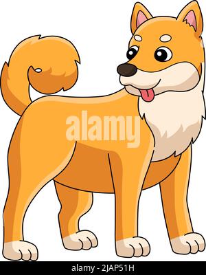 Illustration de la couleur du dessin animé Shiba Inu Dog Cartoon Illustration de Vecteur