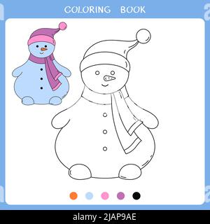 Bonhomme de neige mignon pour livre de coloriage Banque D'Images