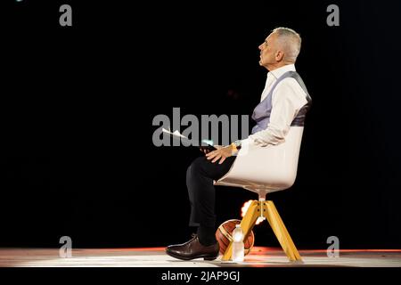 Vérone, Italie. 14th septembre 2020. Federico Buffa, journaliste sportif et conteur italien, lors de ses spectacles en direct dans l'Arena di Verona. Banque D'Images