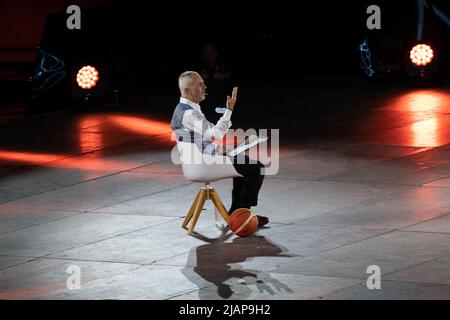 Vérone, Italie. 14th septembre 2020. Federico Buffa, journaliste sportif et conteur italien, lors de ses spectacles en direct dans l'Arena di Verona. Banque D'Images