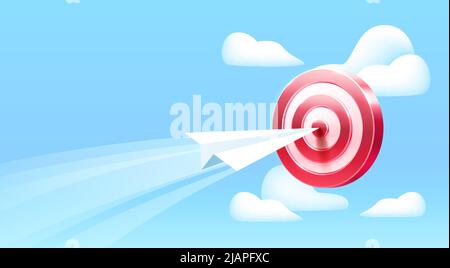 Page d'arrivée des avions de Target, bannière icône 3D de l'entreprise. Illustration vectorielle Illustration de Vecteur