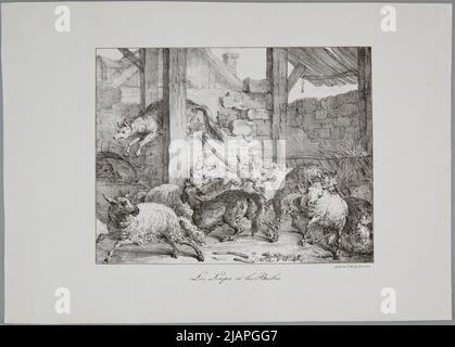 Loups et Brébis Illustration pour les contes de fées de Jean de la Fontaine, Livre III Vernet, Carle Antoine (1758 1836), Engelmann, Godefroy (1788 1839) Banque D'Images