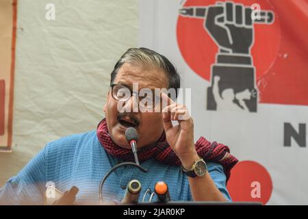 Delhi, Delhi, Inde. 31st mai 2022. Le député de RJD Manoj Jha lors de son discours devant un Parlement étudiant organisé par l'Association des étudiants de l'Inde (AISA) à Jantar Mantar contre la politique nationale d'éducation (NEP 2020) qui a été introduite par le gouvernement central. (Credit image: © Kabir Jhangiani/Pacific Press via ZUMA Press Wire) Banque D'Images