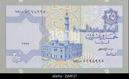 Banknot na 25 piastres; Banque centrale d'Égypte; Egipt; 1999 r. Banque D'Images